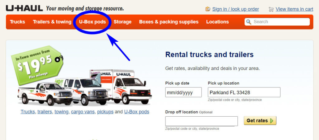 U-Haul's U-Box pods header link infringed on the PODS trademark. The all-lowercase presentation of pods was engineered with the intention of genericizing the PODS trademark.